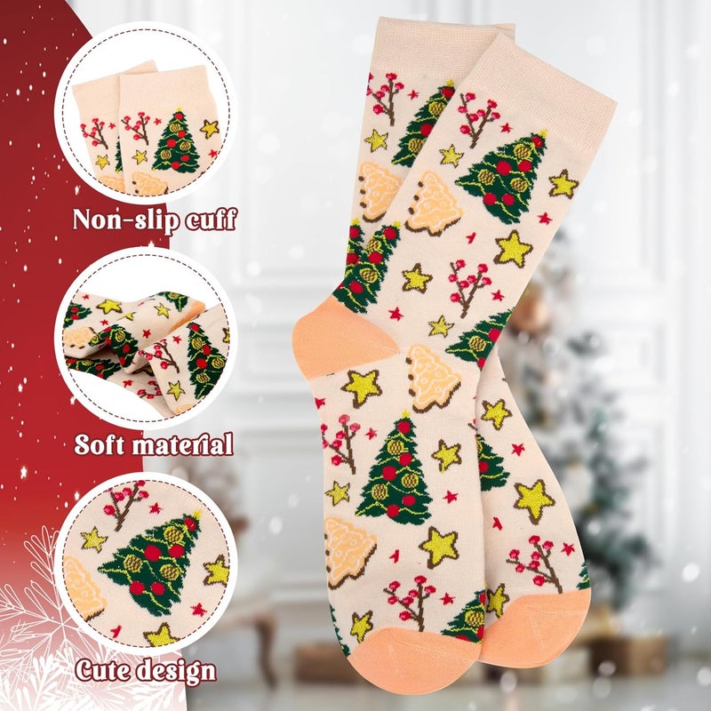 Socksfad Store 5-6 Pairs Women's Cute Cat Socks Gifts, Funny Novelty Animal Print Crew Cotton Socks Christmas Gifts for Women Girls - Image 3